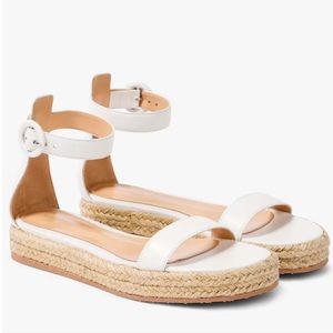 Gianvito Rossi Portofino Leather Espadrille Flatform Sandals (White)